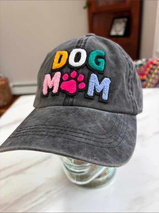 Other - Dog Mom Embroidered Cap - Charcoal Gray with Multicolor Applique
